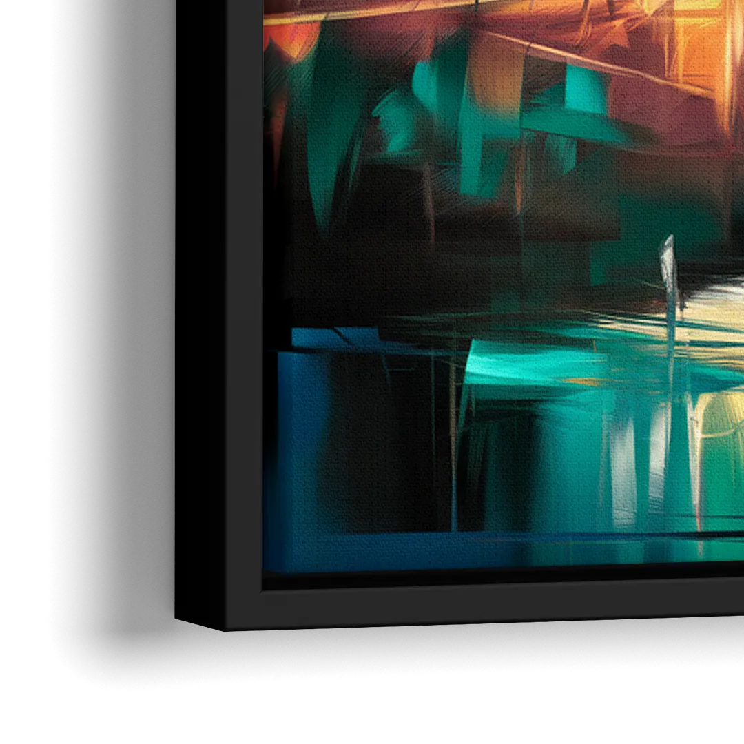 Austin Lamar Boulevard Magic - Close-Up Black Frame Canvas