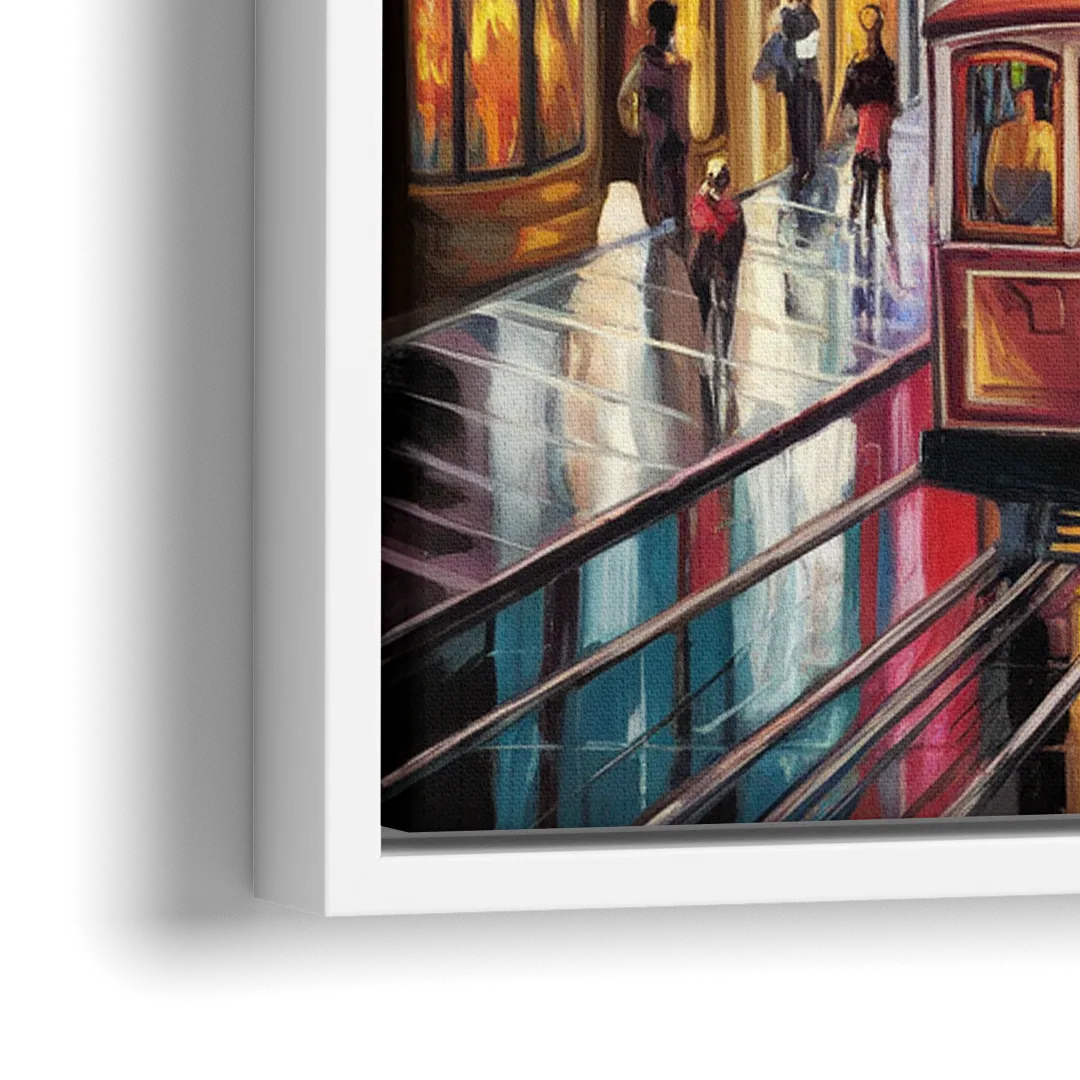 San Francisco Vibrant Streets - Close-Up White Frame Canvas