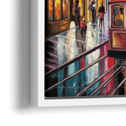 San Francisco Vibrant Streets - Close-Up White Frame Canvas
