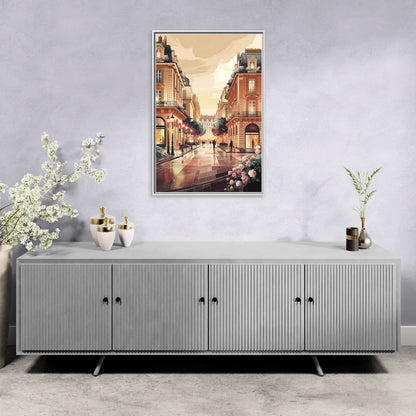 Camden Urban Charm Cityscape - Living Room White Frame Canvas