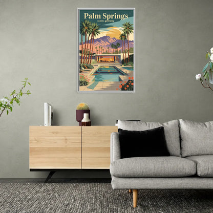 Palm Springs Scenic Getaway - Living Room White Frame Canvas