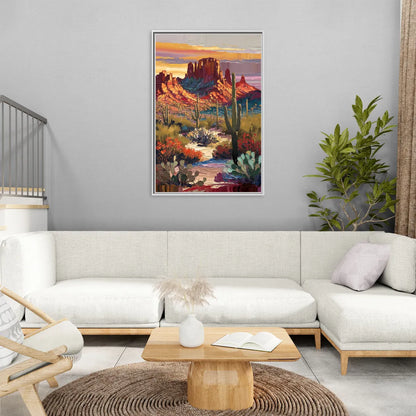 Phoenix Arizona Mountainscape - Living Room White Frame Canvas