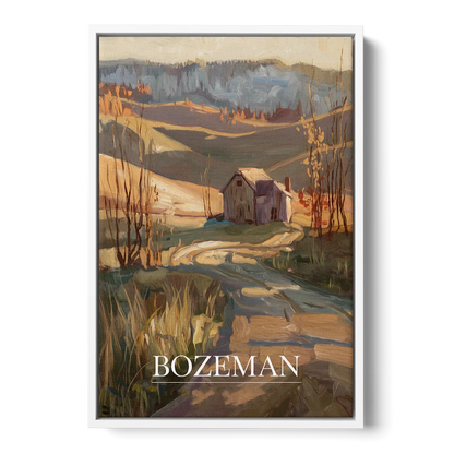 Bozeman Rustic Landscape - White Frame Canvas