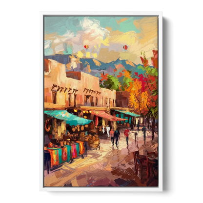 Santa Fe Historic Plaza - White Frame Canvas