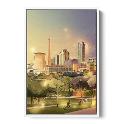 Austin Seaholm District - White Frame Canvas