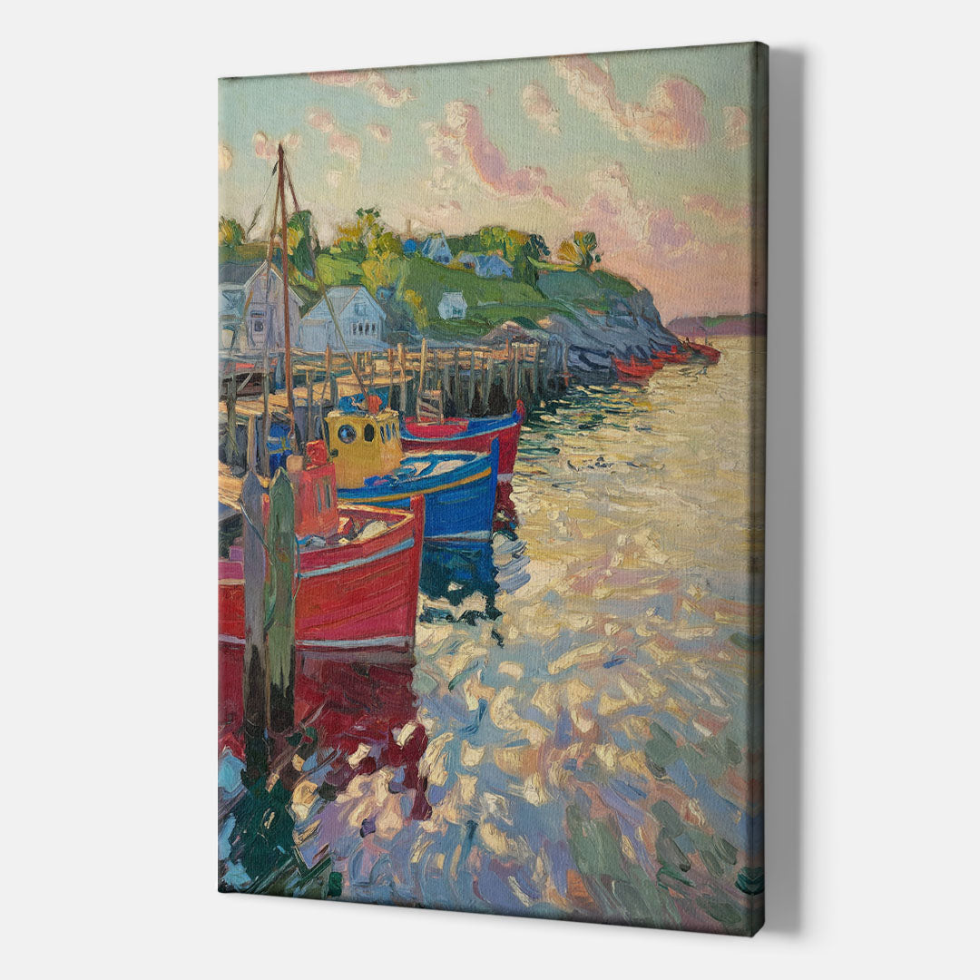 Bar Harbor Lobster Boats Harbor - Canvas Wall Art Indoor
