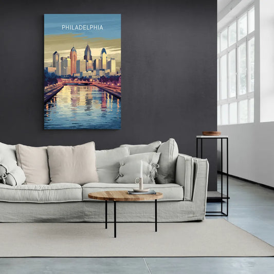 Philadelphia Schuylkill River - Canvas Wall Art Living Room