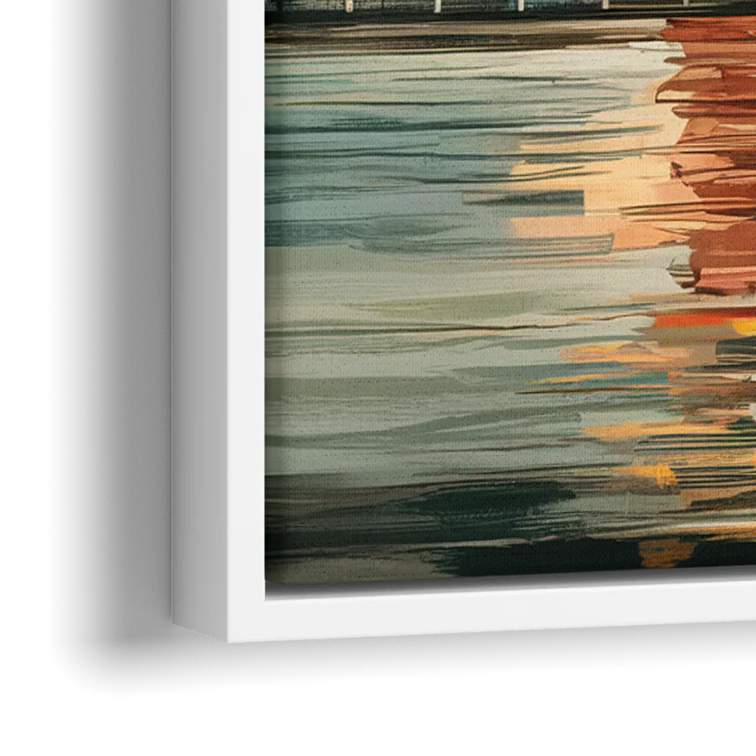 New York City Abstract Skyline Art Hudson - Close-Up White Frame Canvas