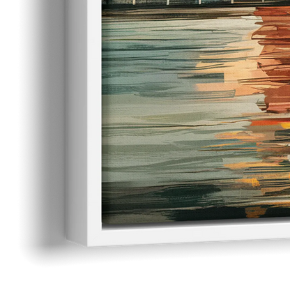 New York City Abstract Skyline Art Hudson - Close-Up White Frame Canvas