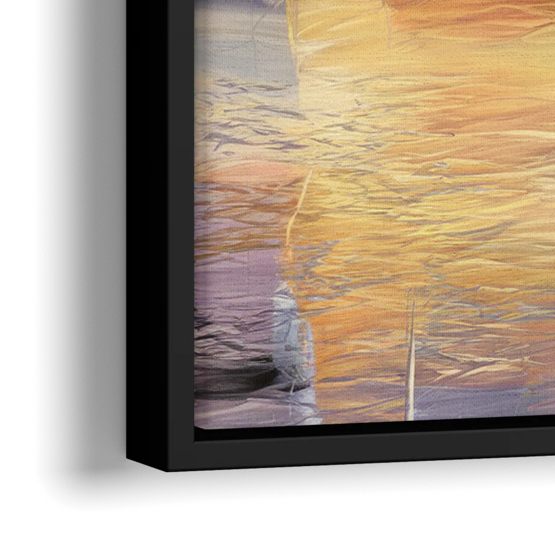Tampa Riverwalk Sunrise - Close-Up Black Frame Canvas