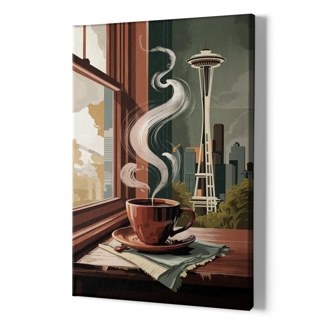 Seattle Coffee Culture Vibes - Canvas Print Art Sides