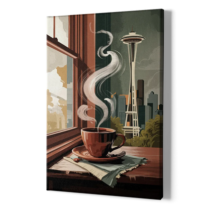 Seattle Coffee Culture Vibes - Canvas Print Art Sides