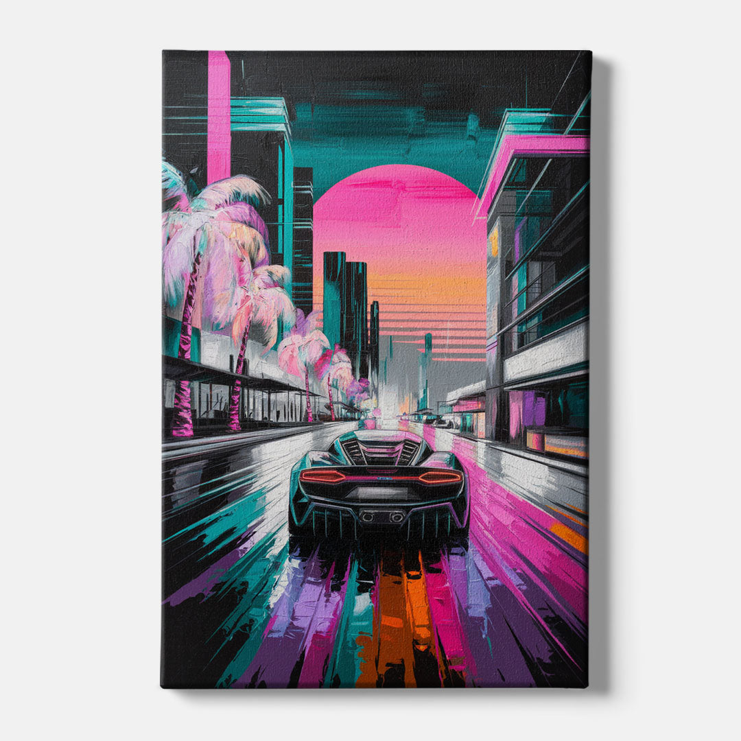Miami Vice Neon Nights - Canvas Wall Art