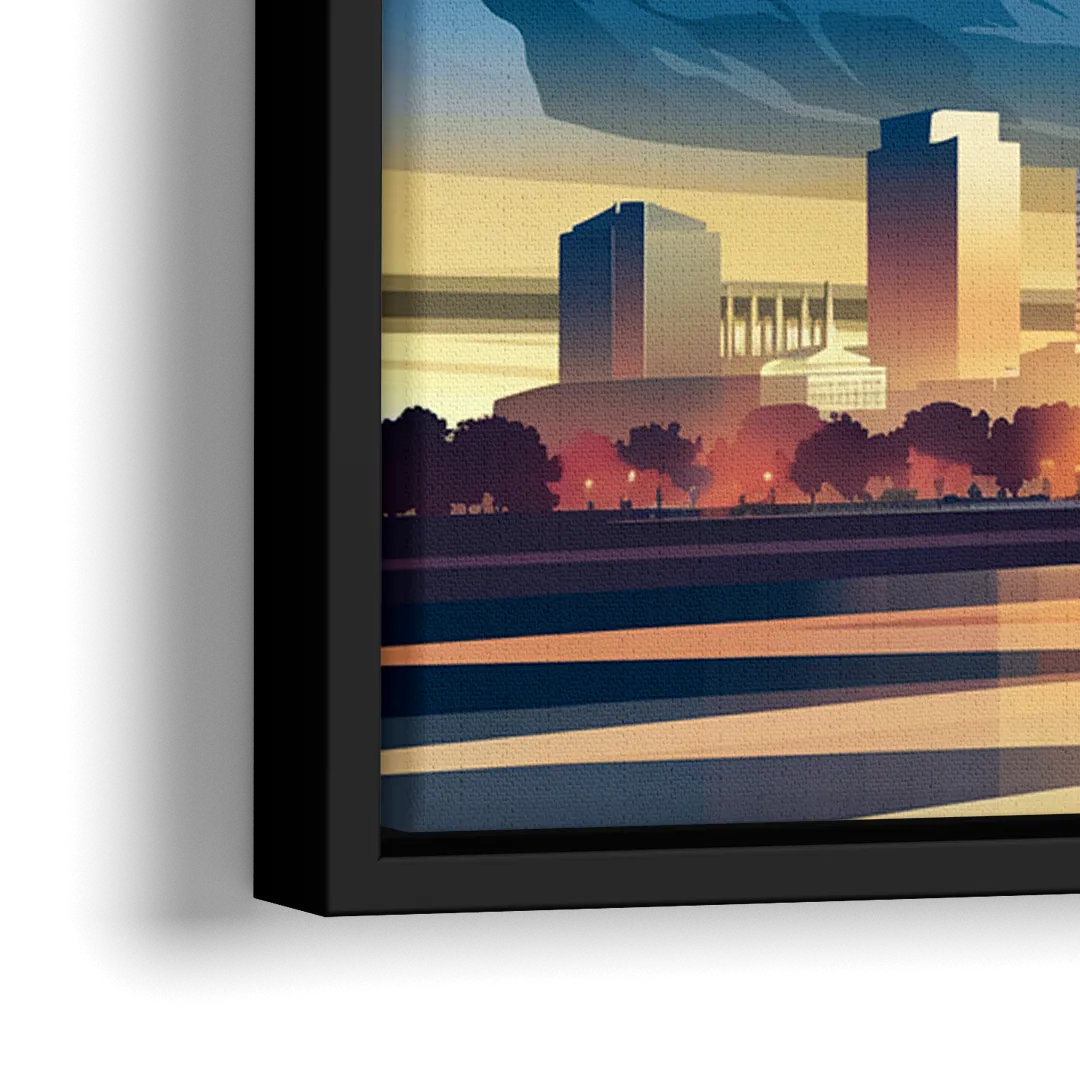 Denver Sunset Over Rockies - Close-Up Black Frame Canvas
