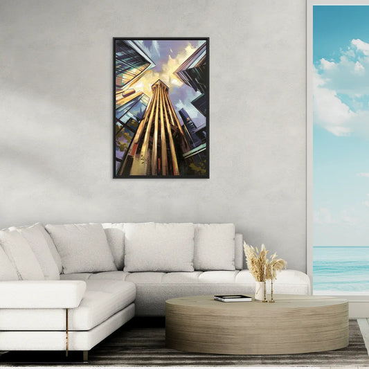Dallas Modern Architecture - Living Room Black Frame Canvas
