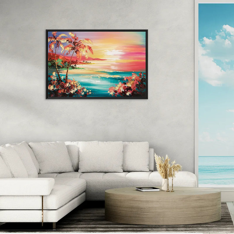 Fort Lauderdale Coastal Sunset - Living Room Black Frame Canvas