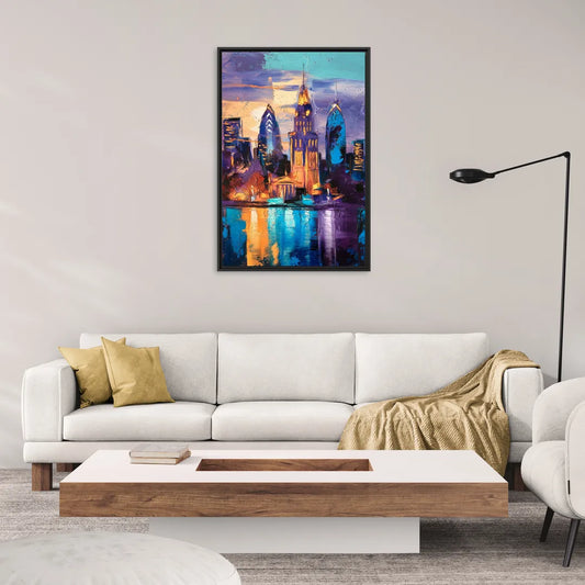 Philadelphia Old City - Living Room Black Frame Canvas