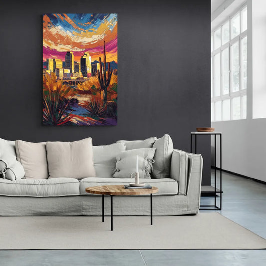 Phoenix Downtown Cityscape - Canvas Wall Art Living Room