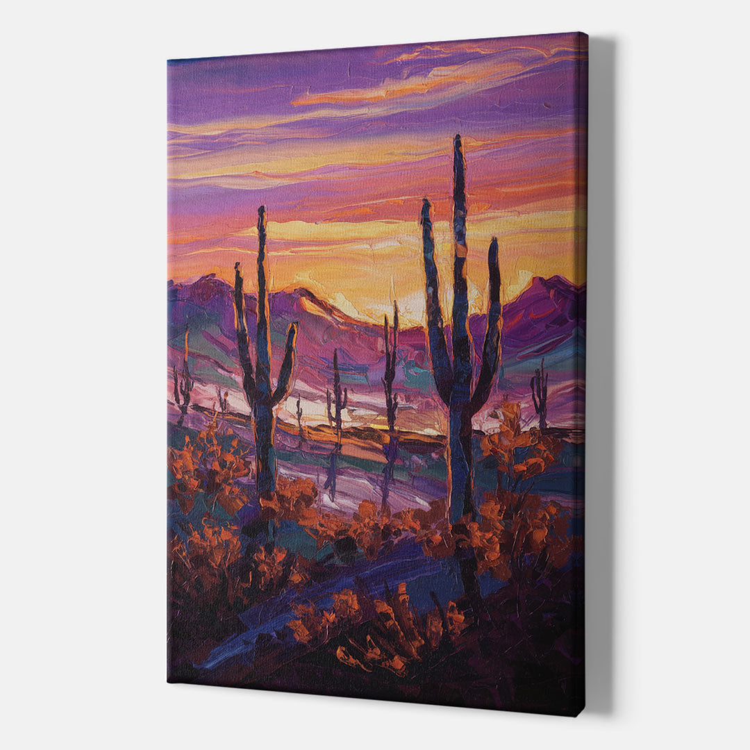 Tucson Saguaro Silhouettes - Canvas Wall Art Indoor