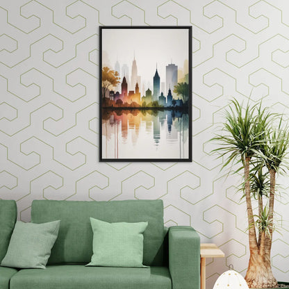 Quebec City Skyline - Living Room Black Frame Canvas