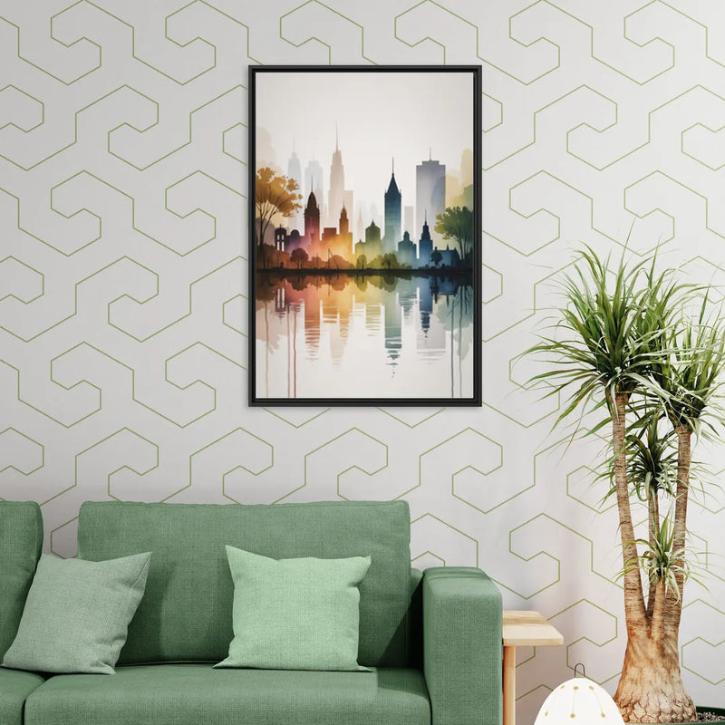 Quebec City Skyline - Living Room Black Frame Canvas