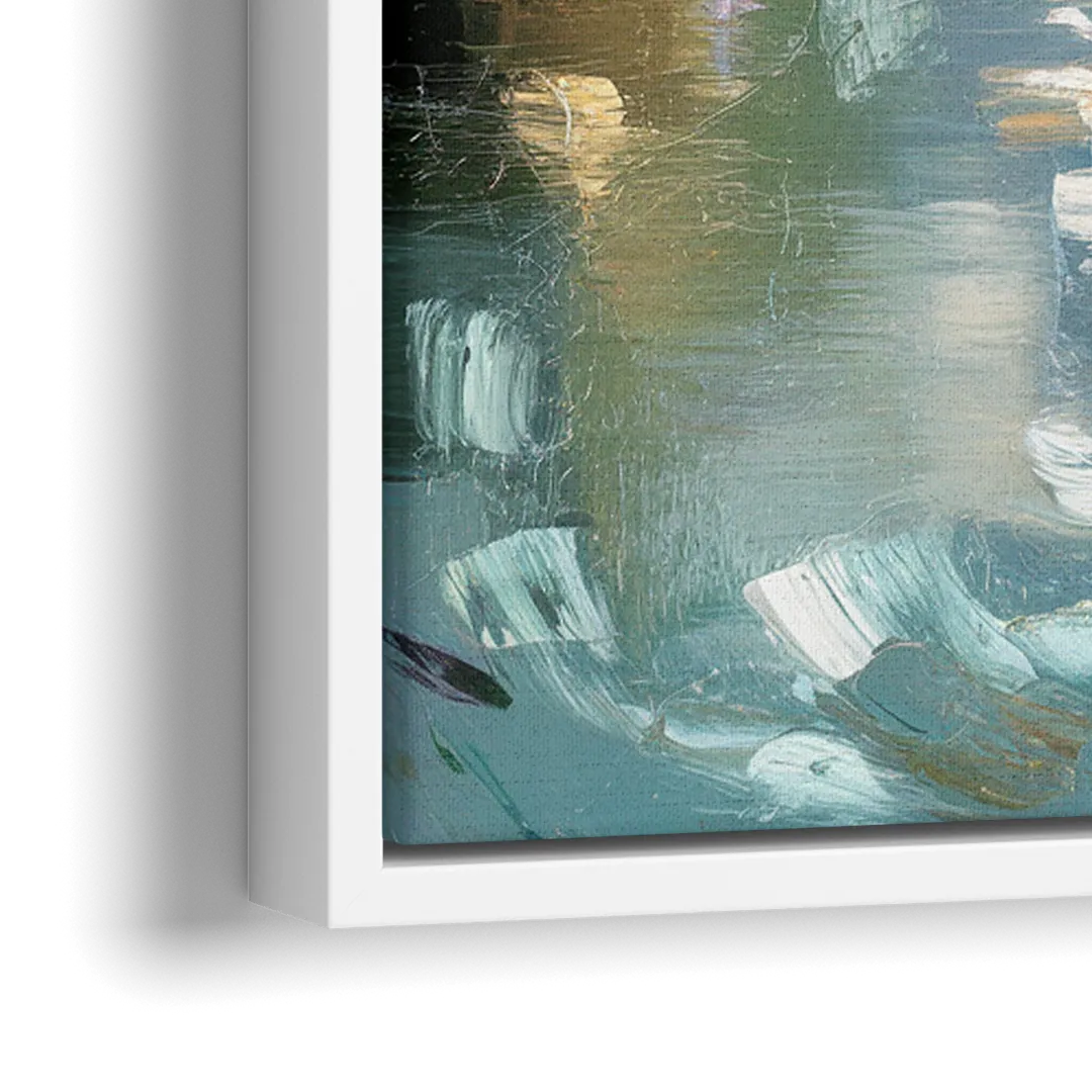 Eugene Riverfront Views - Close-Up White Frame Canvas