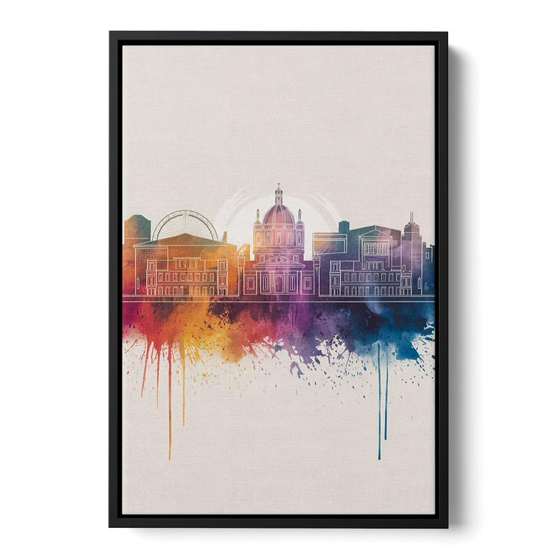Providence Skyline at Sunset - Black Frame Canvas