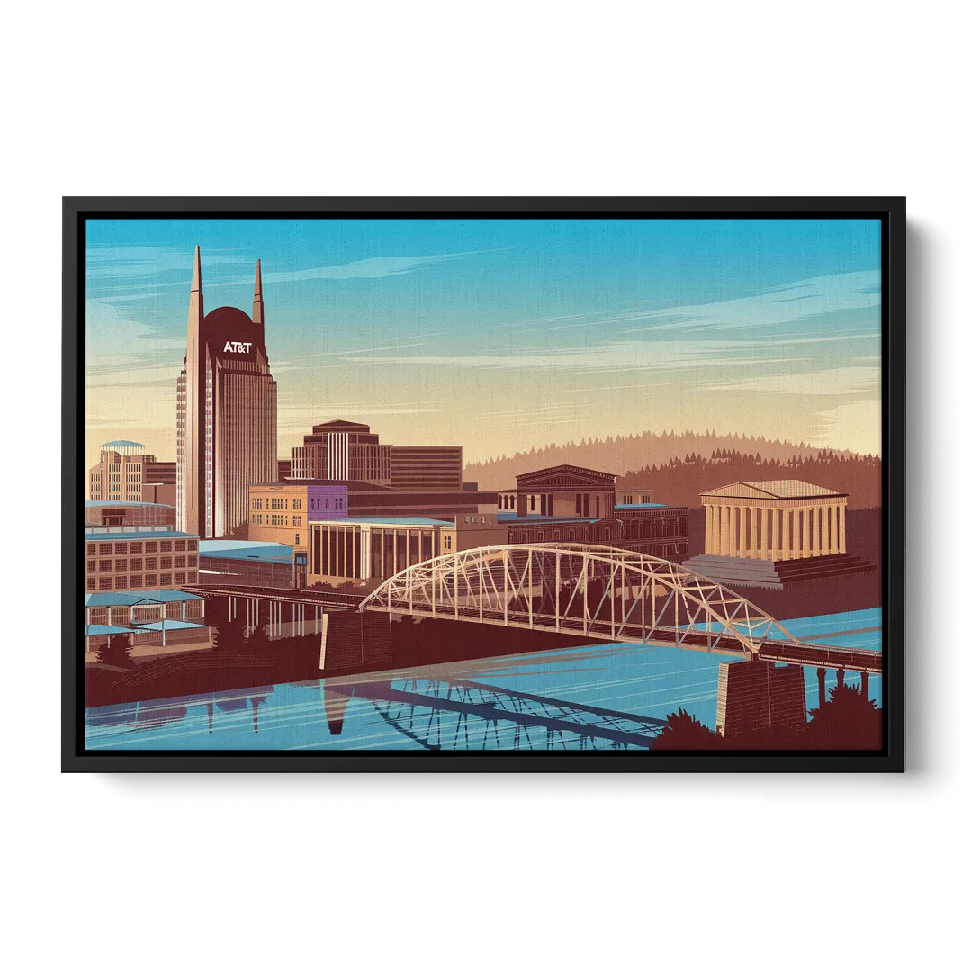 Nashville Historic Landmarks - Black Frame Canvas