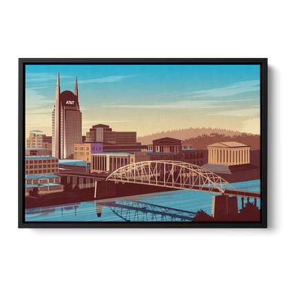 Nashville Historic Landmarks - Black Frame Canvas