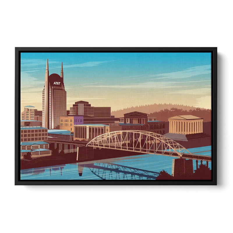Nashville Historic Landmarks - Black Frame Canvas