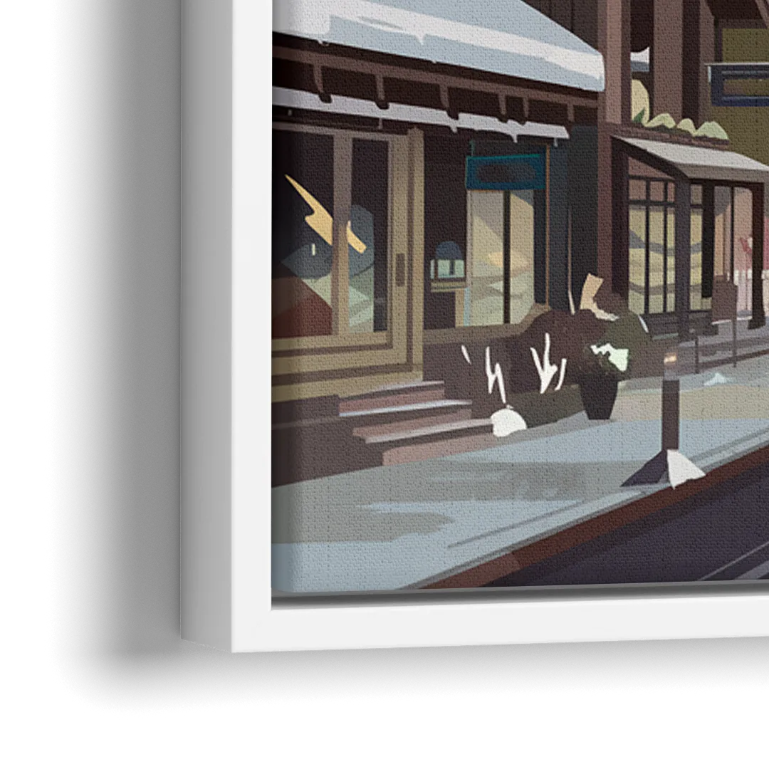 Telluride Ski Village View - Close-Up White Frame Canvas