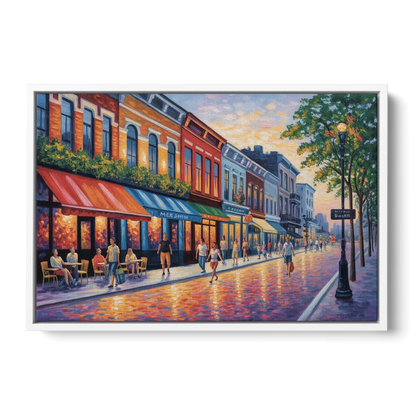 Montreal Summer Streets - White Frame Canvas