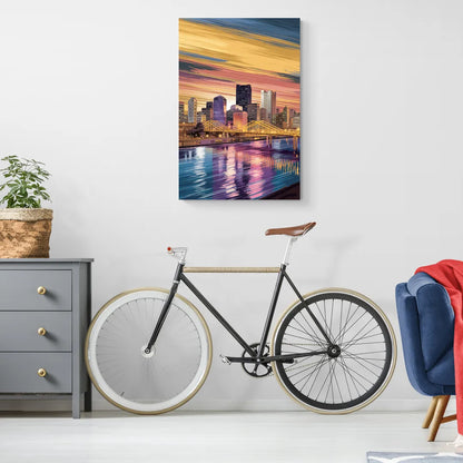 Pittsburgh Skyline Reflection - Canvas Wall Art Living Room