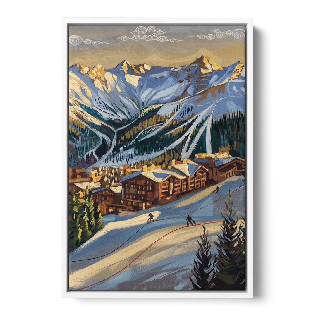 Breckenridge Ski Resort Panorama - White Frame Canvas