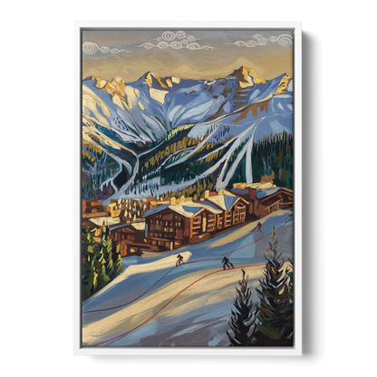 Breckenridge Ski Resort Panorama - White Frame Canvas