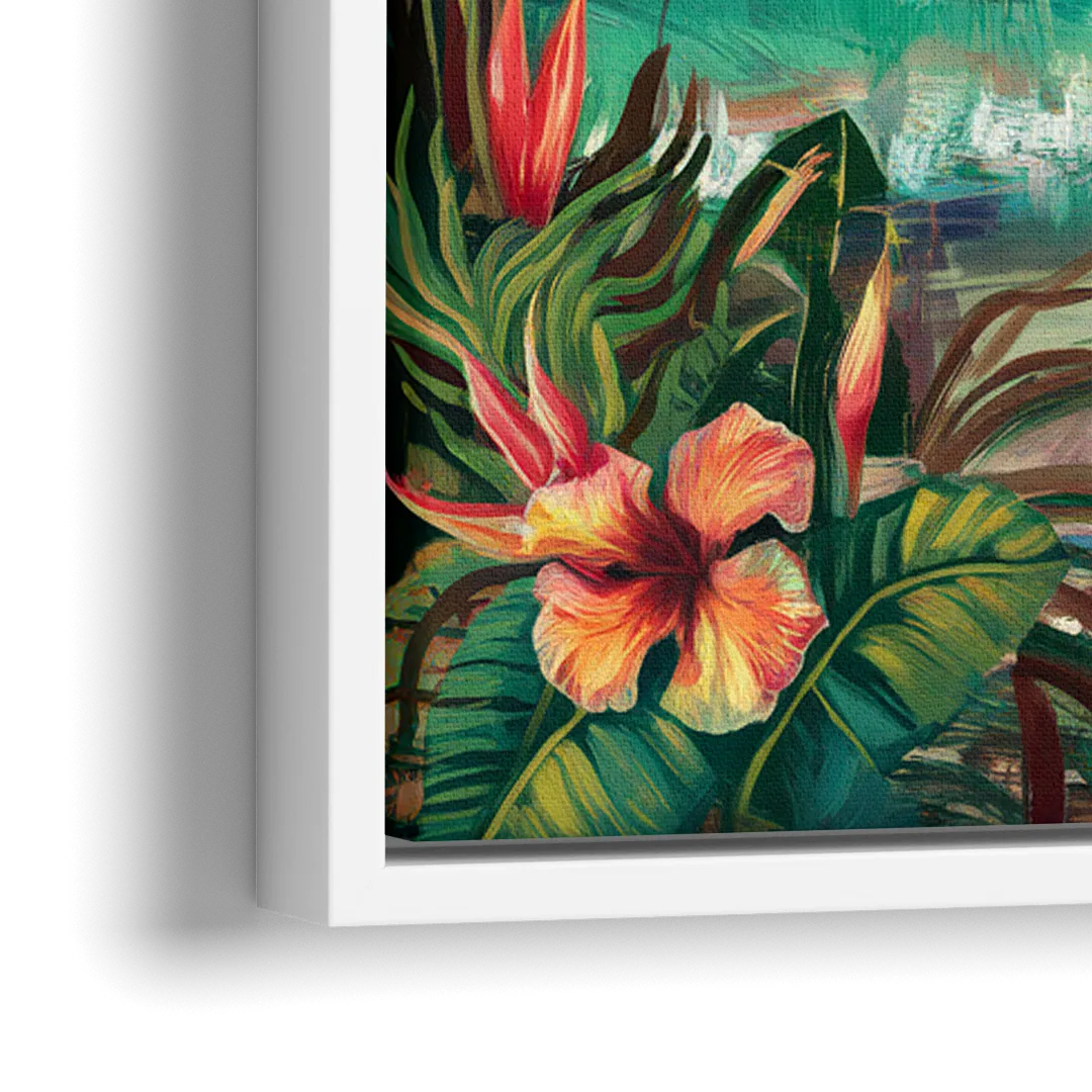 Galveston Tropical Paradise - Close-Up White Frame Canvas