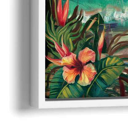 Galveston Tropical Paradise - Close-Up White Frame Canvas