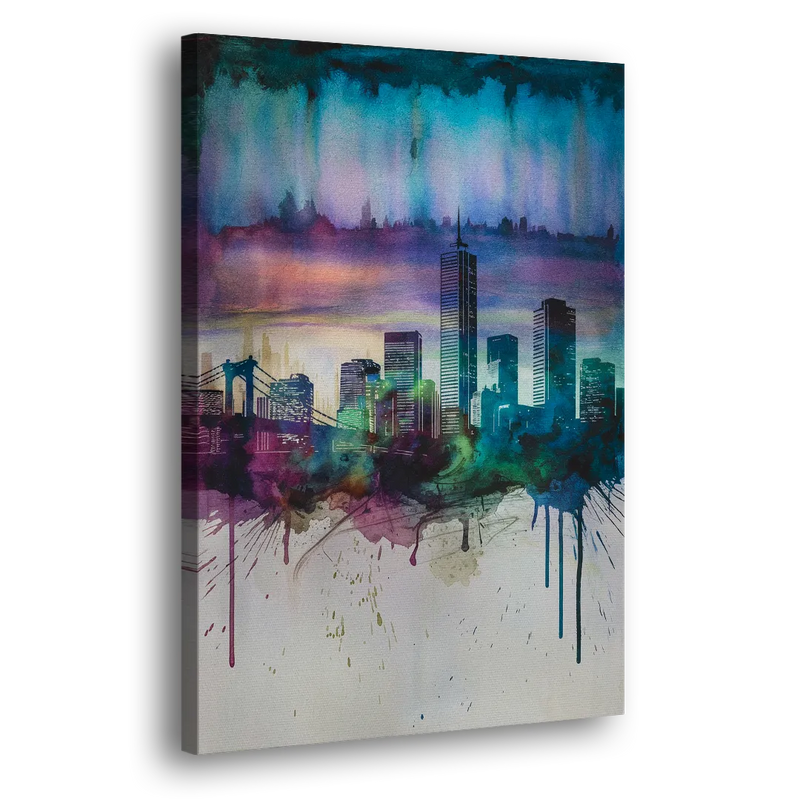 Boston Skyline in Watercolor - Canvas Print Art Sides