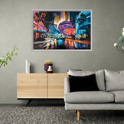 Anaheim Downtown Glow - Living Room White Frame Canvas