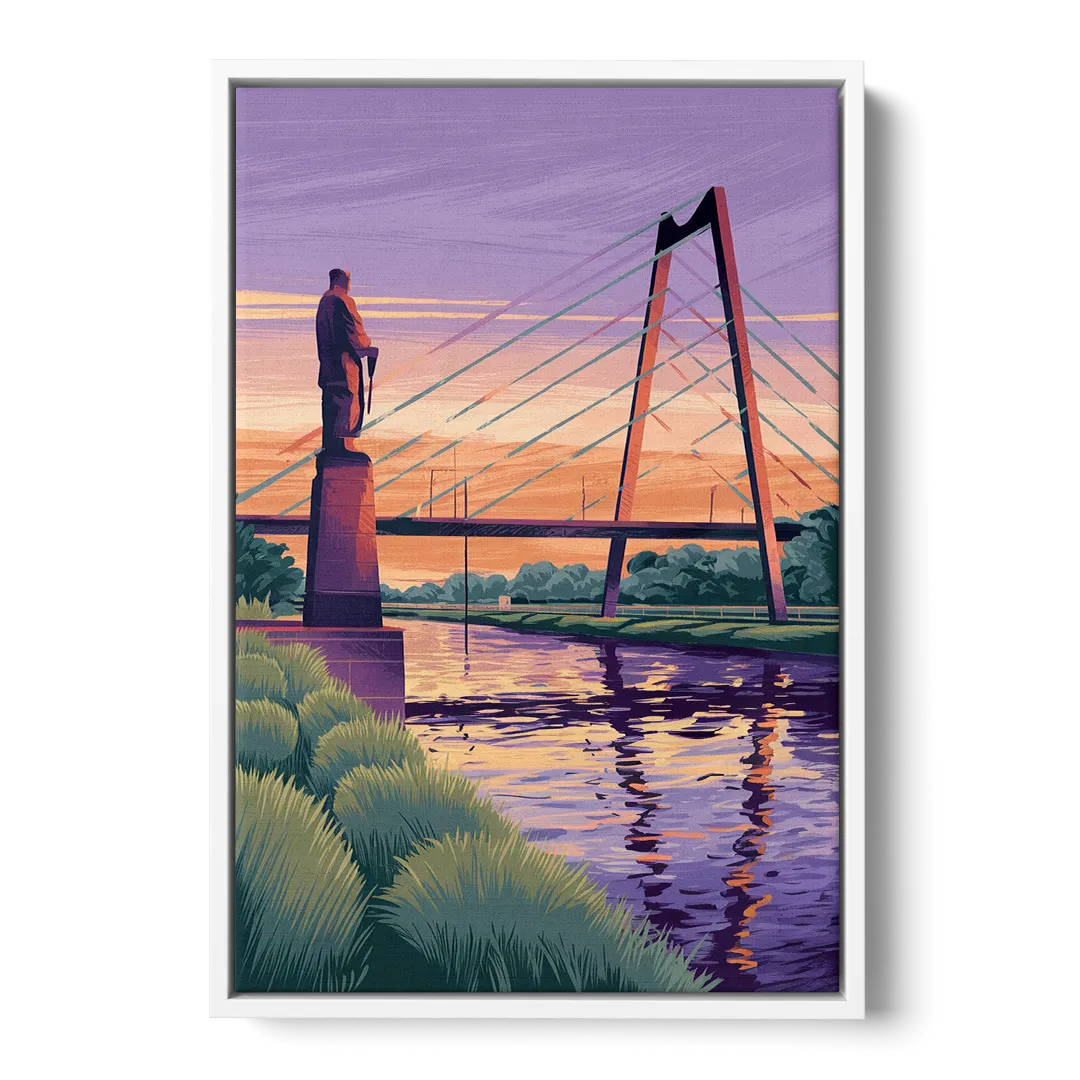 Wichita Riverfront Views - White Frame Canvas