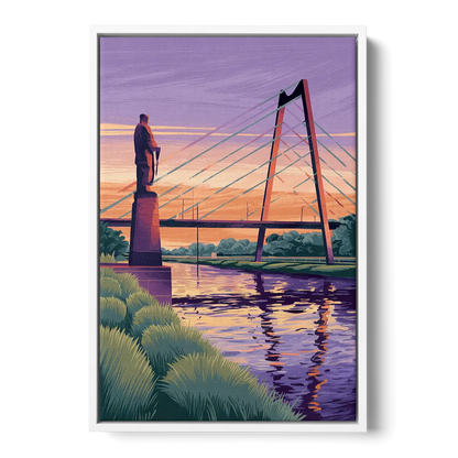 Wichita Riverfront Views - White Frame Canvas