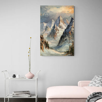 Anchorage Snowy Peaks - Canvas Wall Art Living Room