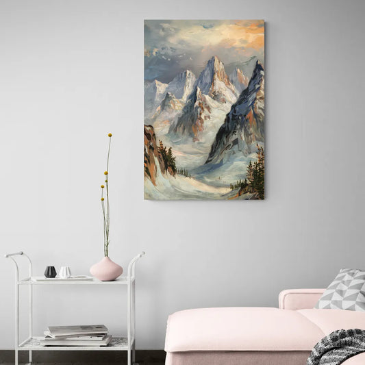 Anchorage Snowy Peaks - Canvas Wall Art Living Room
