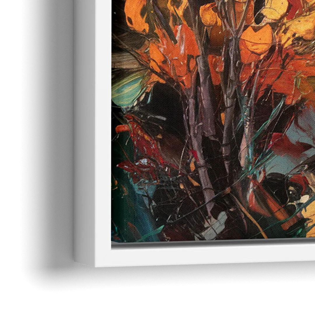 Spokane Autumn Colors - Close-Up White Frame Canvas