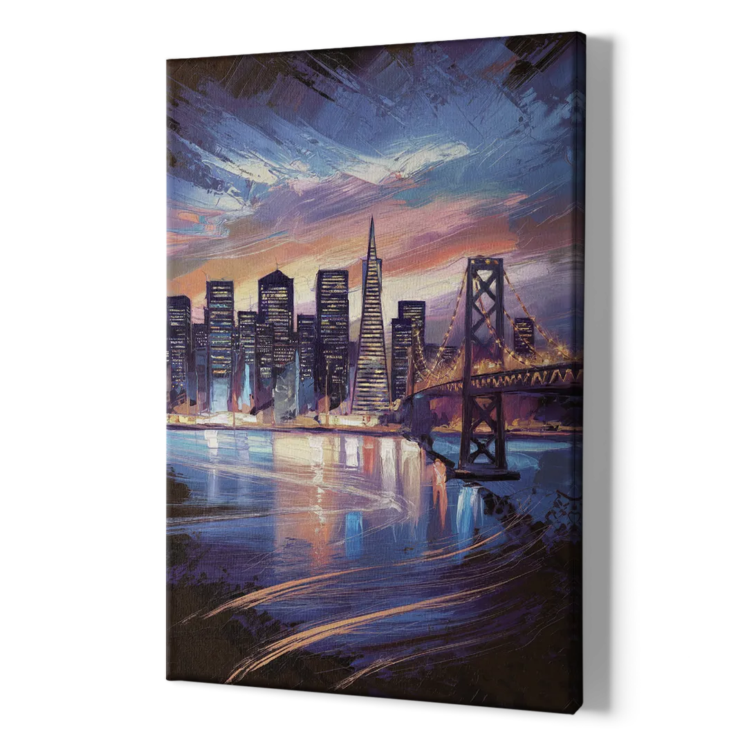San Francisco Downtown Lights - Canvas Print Art Sides