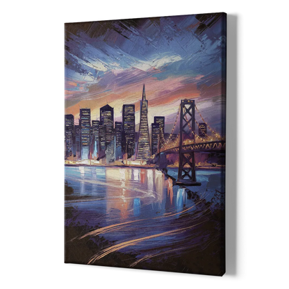 San Francisco Downtown Lights - Canvas Print Art Sides