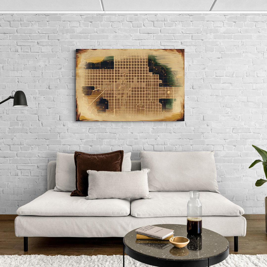 Denver Neighborhood Map - Canvas Wall Art Living Room