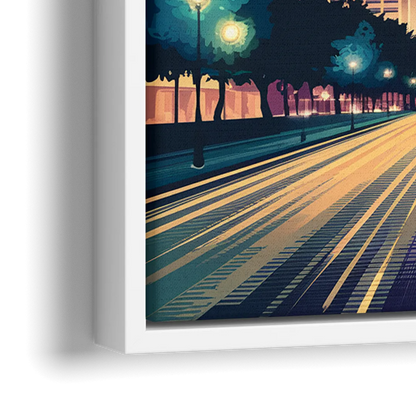 Dallas Night Lights - Close-Up White Frame Canvas