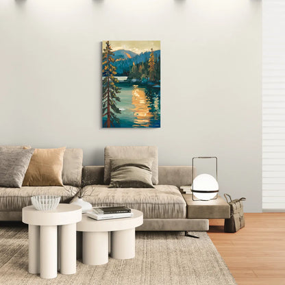 Lake Tahoe Forest Horizon - Canvas Wall Art Living Room