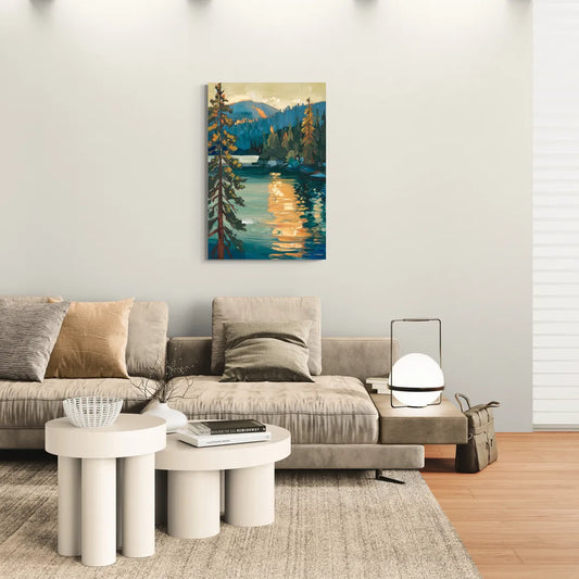 Lake Tahoe Forest Horizon - Canvas Wall Art Living Room